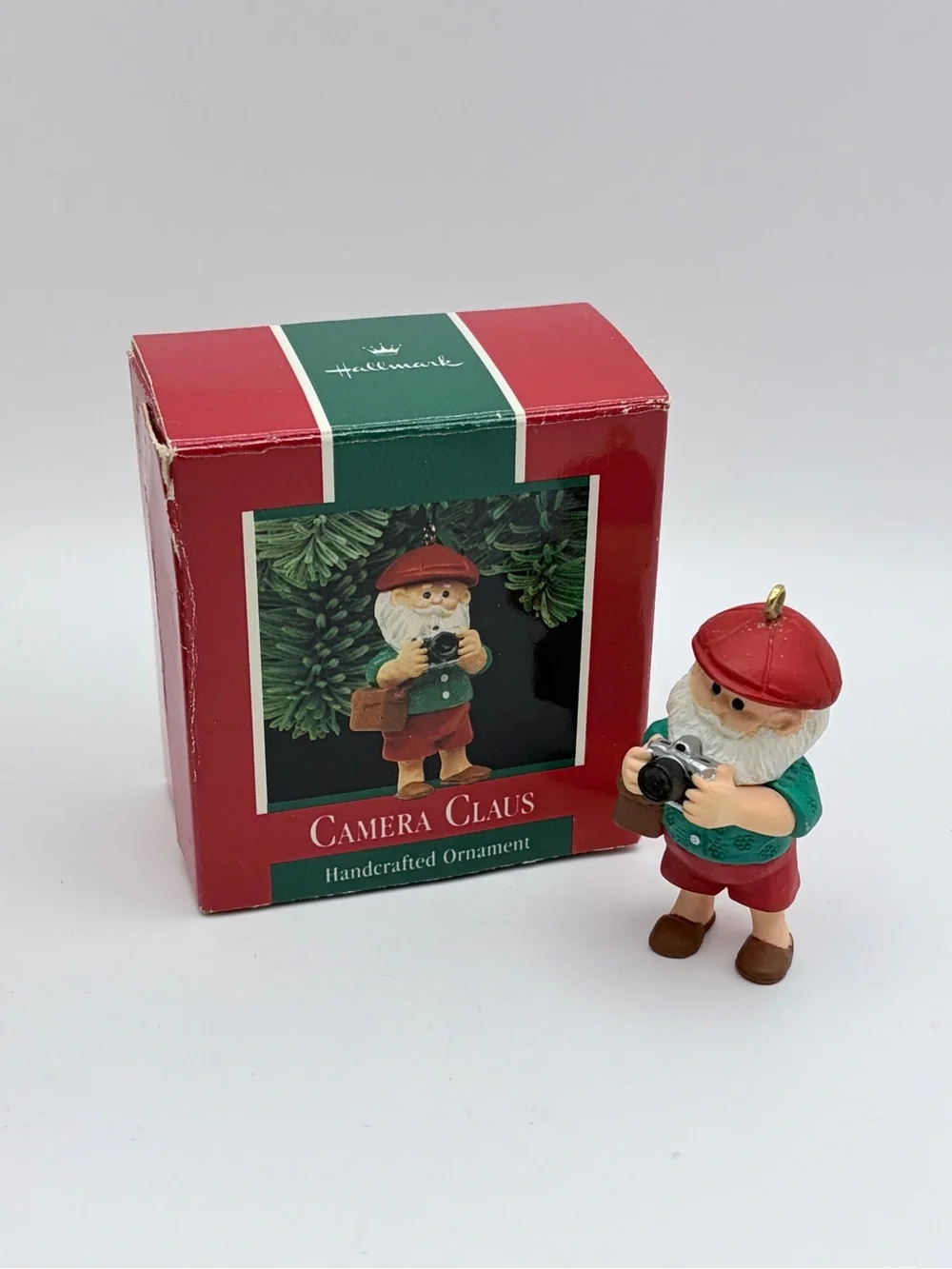 VTG 1989 “Camera Claus” Santa Small Hallmark Ornament with Box